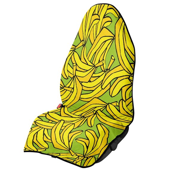 Uourmeti Yellow Banana Pattern Terry Cloth Car Seat Cover, Non Slip Microfiber Sweat Towel Cover for Van Truck, Fit for SUVs Vehicle Cars