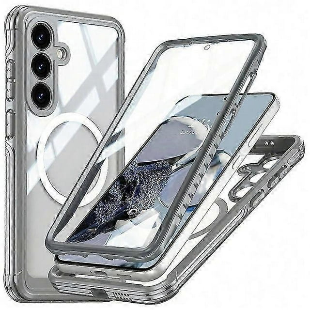 Compatible For Samsung Galaxy S25 Magnetic Case PC+TPU Phone Cover with Tempered Glass Screen Film