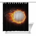 thumbnail image 1 of SUNENAT Cool Fire Flame Volleyball Ball Waterproof Shower Curtain Bathroom 72(Wide) x 84(Height) Inches, 1 of 3