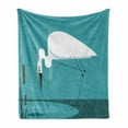 thumbnail image 1 of Egret Soft Flannel Fleece Throw Blanket, Modern Nature Illustration with Bird Stands on Lake Shore, Cozy Plush for Indoor and Outdoor Use, 50" x 60", White Dark Seafoam, by Ambesonne, 1 of 6