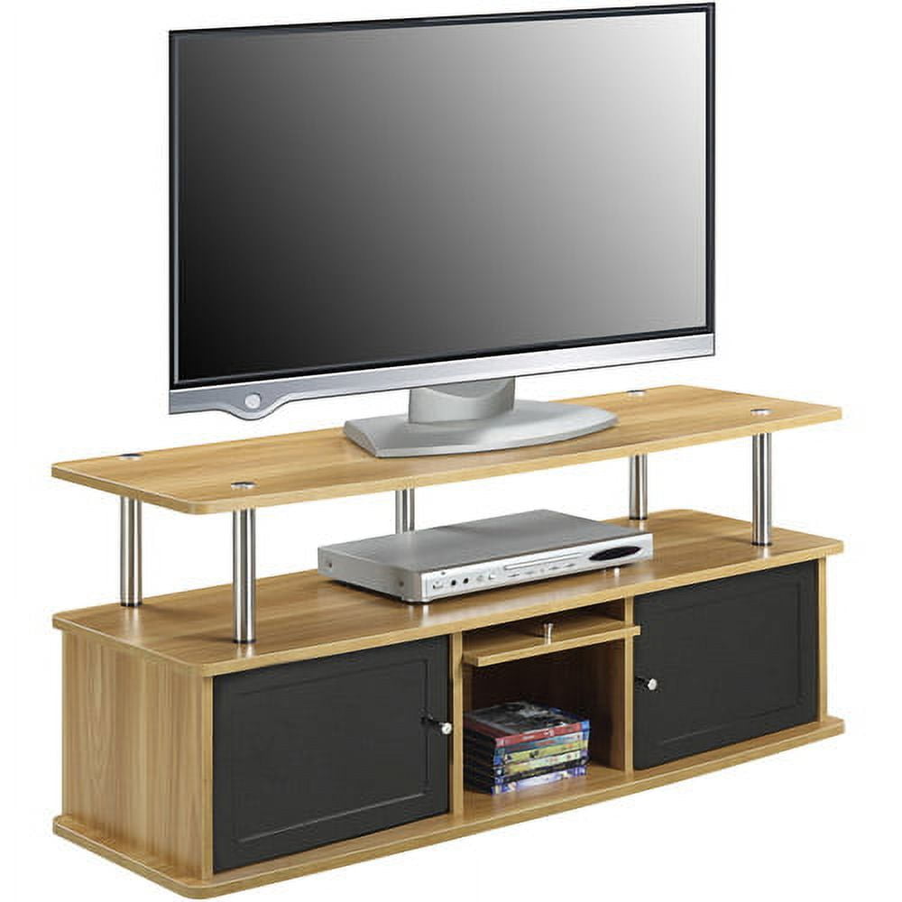 Convenience Concepts Designs2Go TV Stand w/ 3 Storage Cabinets & Shelf for TVs up to 55", Light Oak