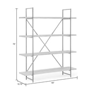 Ailis 75 Brown Pine Wood Metal Frame Etagere Bookcase Four-shelf Media Center