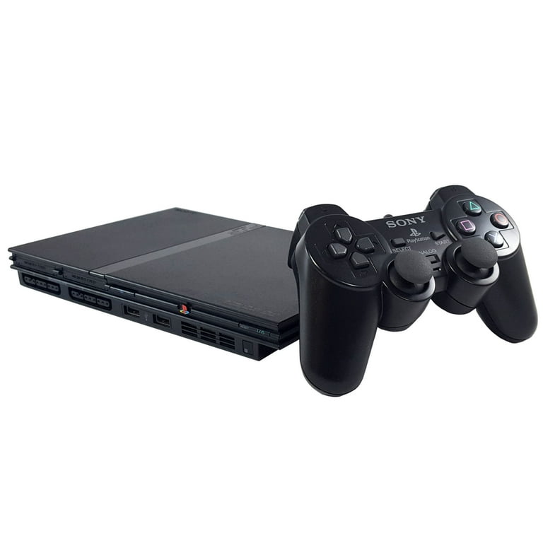 Restored Sony PlayStation 2 PS2 Slim Console Black Matching Controller  Power and Cables (Refurbished)