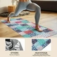 thumbnail image 4 of Blue Boho Pioneer Flower Patchwork Pattern Hot Yoga Mat Towel Non Slip for Hot Yoga - Quick-Drying Yoga Mat Cover with 4 Corner Pockets with Travel Bag - Hot Yoga Towel Non Slip 70"x26", 4 of 6