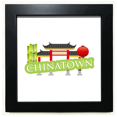 thumbnail image 1 of Linterna Verde de bambú China Town Mesa de pared con marco cuadrado negro, 1 of 4