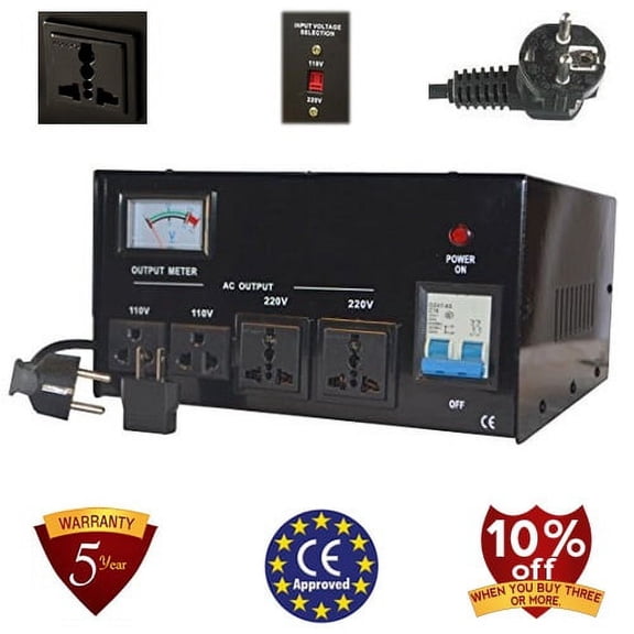 WGC 4000 Watt Step Up and Step Down Voltage Transformer Converter and Automatic Voltage Regulator - 110-120 Volt to 220-240 Volt or 220-240 Volt to 110-120 Volt