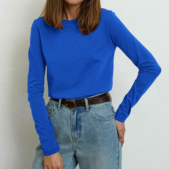 Wancir Womens Long Sleeve Stretch Crewneck Ribbed T-Shirt Fitted Casual Basic Tops