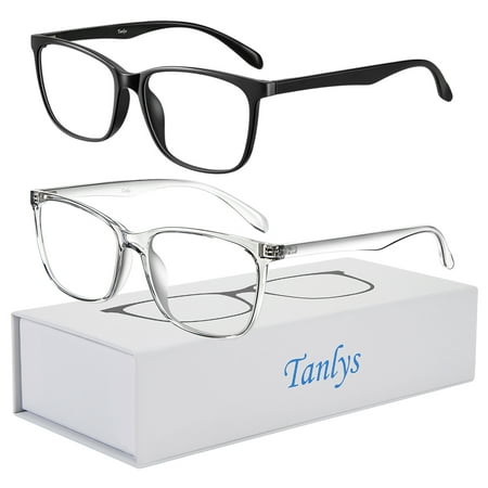 2 Pack Blue Light Blocking Glasses for Computer Eye Strain Dry Eye & Sour Eye, Anti UV Reduce Headache Ts001 Stylish Gaming Bluelight Blocker Glasses Men Women