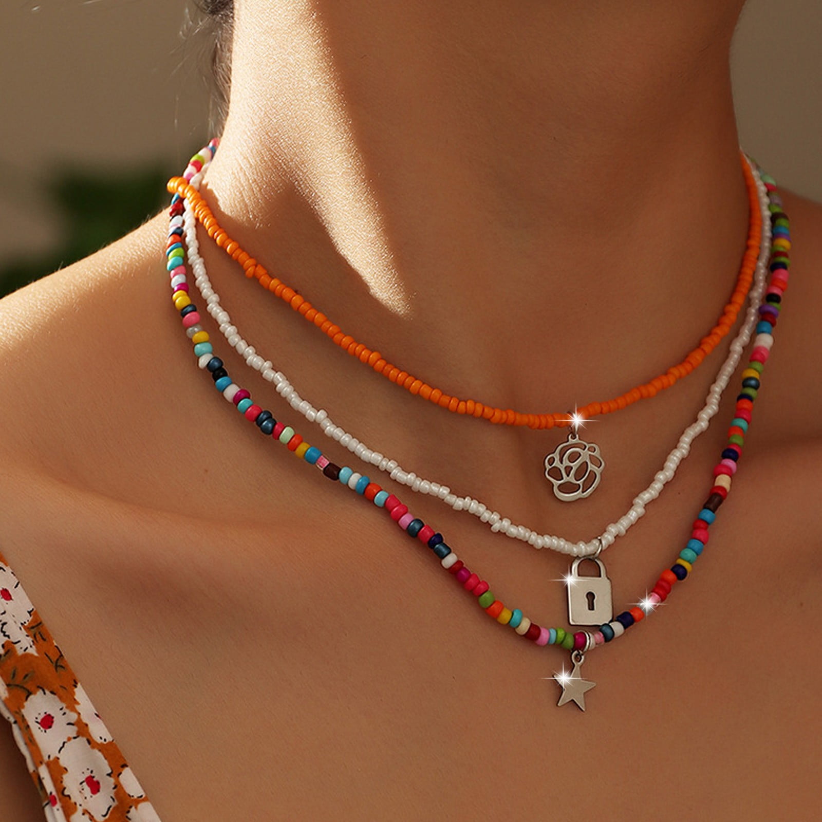 Multi Color Beaded Necklace with Triangle Pendant Selected by Love Rocks  Vintage | Free People