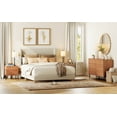 thumbnail image 3 of 3 Pcs Bedroom Set, 6 Drawer Dresser And Nightstand Set with Minimalist Reeded Design, Oak Double Dresser With Hidden Handles, 3 of 8