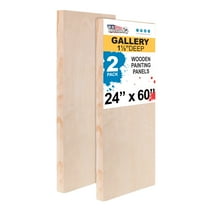 U.S. Art Supply Unfinished Cradled Wood Panels for Painting, 2 Pack of 24x60 inch - Gallery Birch Wooden Canvas Boards 1-1/2" Deep - Mixed-Media Craft, Acrylic, Oil, Encaustic, Paint Pouring
