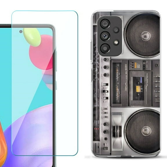 Slim-Fit Fashion Phone Case for Samsung Galaxy A53 5G, with Tempered Glass Screen Protector, by OneToughShield ® - Boombox