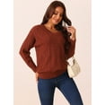 thumbnail image 2 of DARING DIVA V Neck Long Sleeve Sweater Casual Loose Chunky Pullover XL Wine Red, 2 of 5