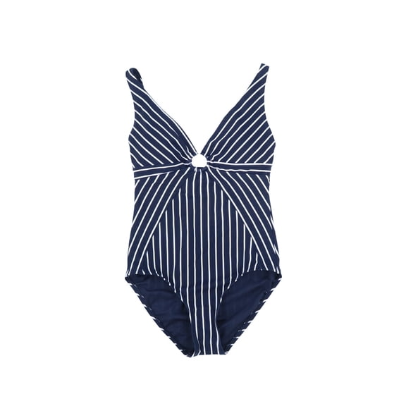 Tommy Hilfiger Womens Striped O-Ring One-Piece Swimsuit Navy