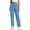 Blue, variant on hoksml Women's Elastic Waist Drawstring Cargo Pants, Cotton Linen Straight Leg Casual Trousers with Pockets