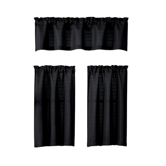 Tunhigl 30" x 14" Valance & 30" x 45" Tier Curtain Set (3 Pieces), Semi-Sheer Polyester, Light Filtering for Kitchen & Small Windows, Multi-Color Options