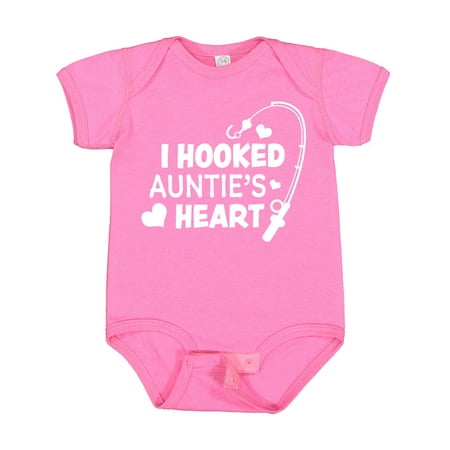 

Inktastic I Hooked Auntie s Heart with Fishing Rod Gift Baby Boy or Baby Girl Bodysuit