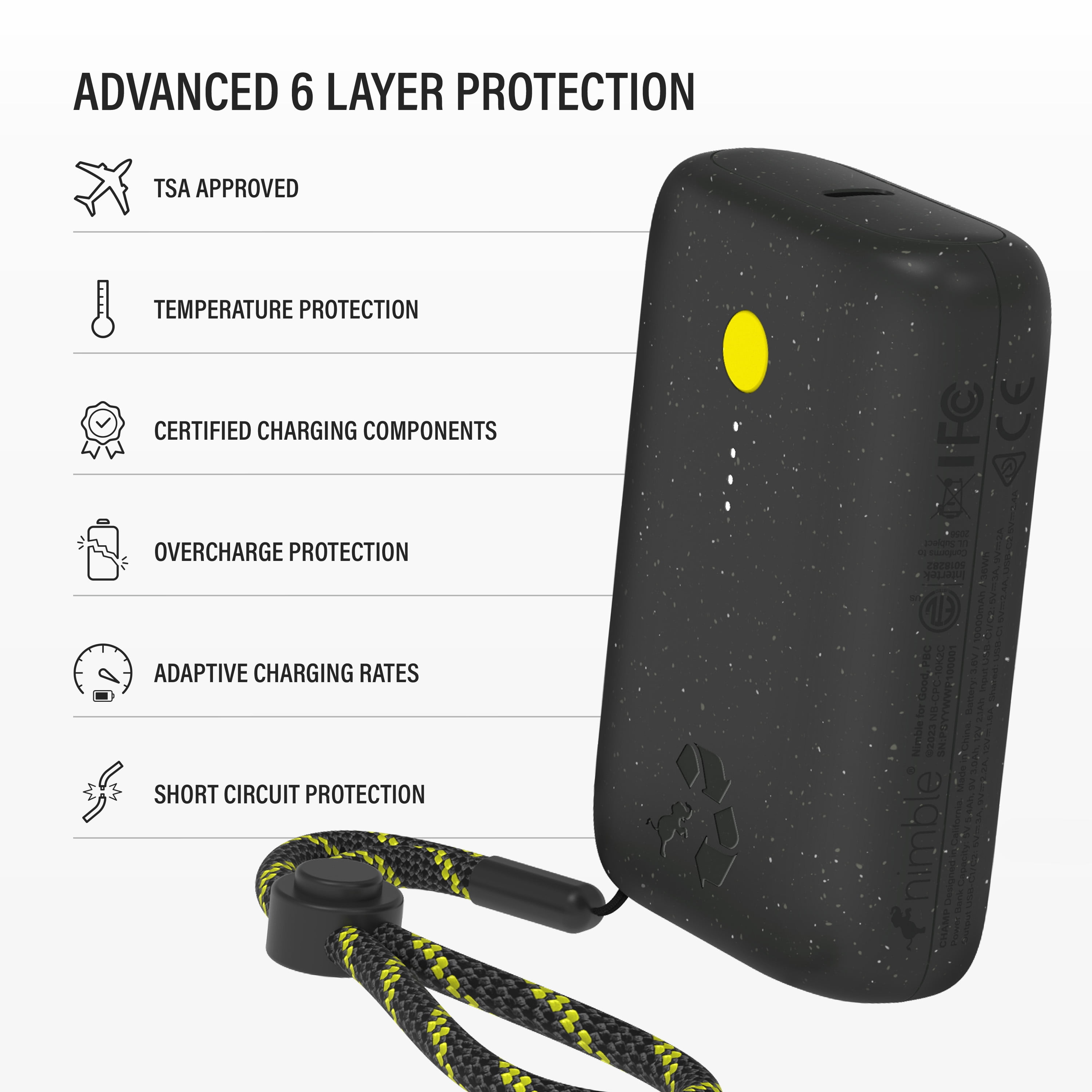 Champ Portable Charger, 10,000mAh Power Bank Fast Charging, 20W Dual USB-C Battery Pack with Cable, Travel Essential Power Bank for iPhone Laptops Galaxy Tablet Pixel iPad Macbook Kindle Airpod