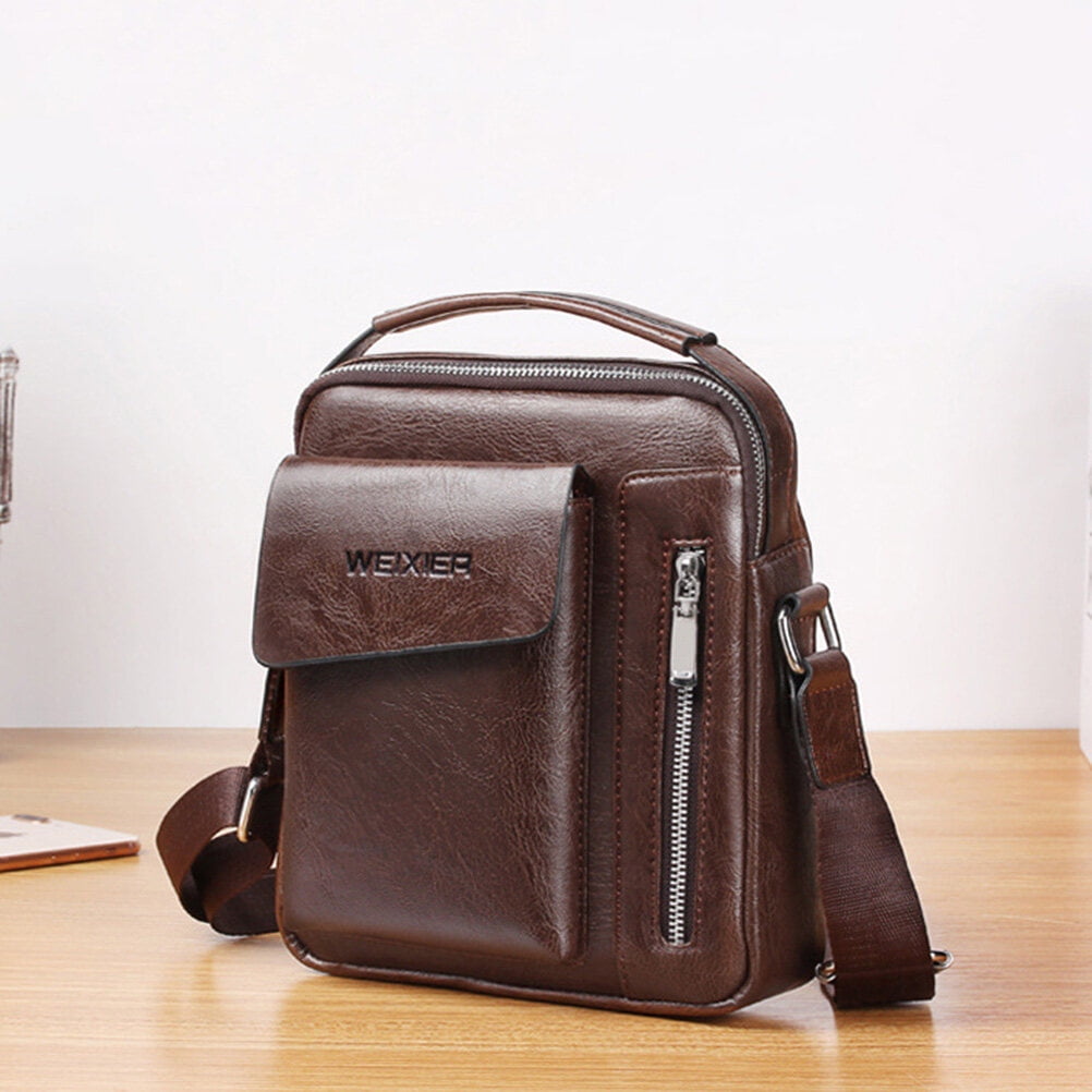 Leather World PU Leather Sling Cross Body Travel Office Business Messenger  Bag for Men Women r (23 x 10x 29 cm) (Brown)