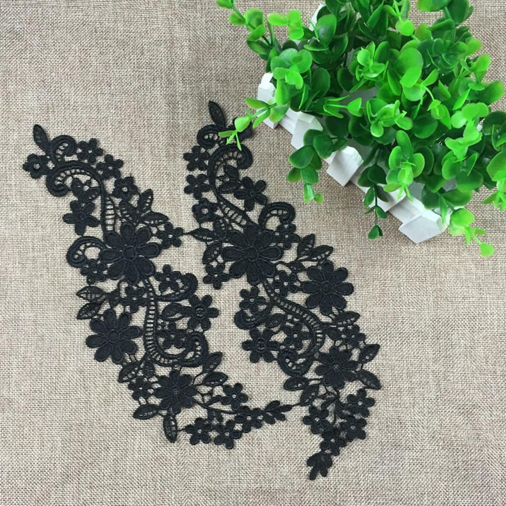 Embroidered Patch Lace Applique/Patch - Black - Trims By The Yard