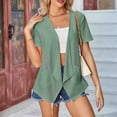 thumbnail image 2 of Timegard Cardigans à Manches Courtes pour Femmes, Ouvert devant, Léger, Couleur Unie, Décontracté, Ample, 2 of 6