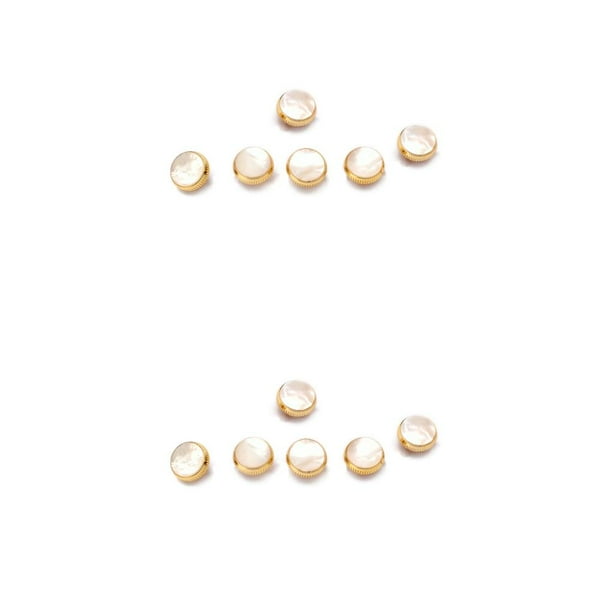 Greeniant 6 piezas de botones de saxofón, dedos de trompeta, botón de concha blanca, accesorios de piedra, pieza de reparación, teclas de buen Dorado 2Conjunto