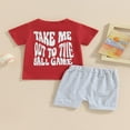 thumbnail image 4 of POINTERTECK 2Pcs Infant Baby Boy Summer Clothes Sets Outfits Short Sleeve Baseball Print Tops + Shorts Set, 4 of 9