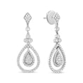 thumbnail image 3 of 18K White Gold 1 1/4 Cttw Round Diamond Openwork Teardrop-Shaped Dangle Earrings (F-G Color, VS1-VS2 Clarity), 3 of 7