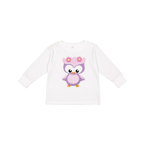 Inktastic Cute Pink and Purple Owl Girls Long Sleeve Toddler T-Shirt
