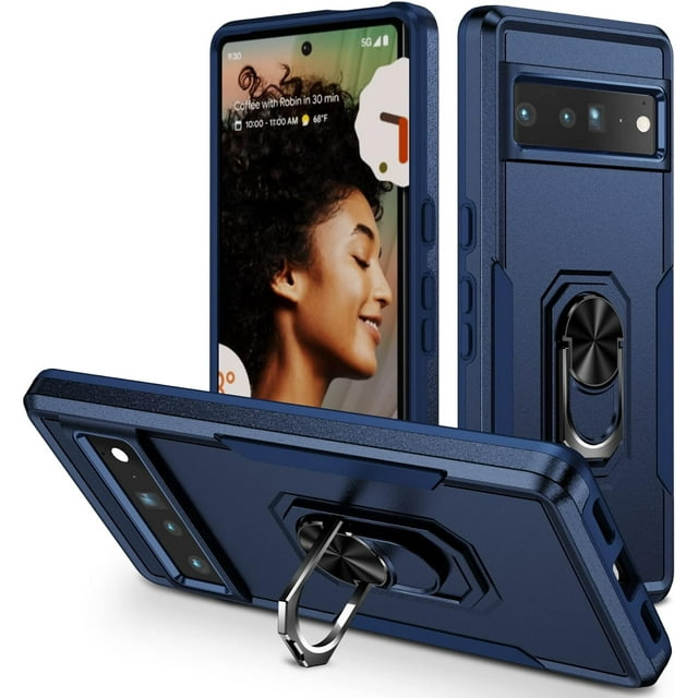 KOMI pour Google Pixel 8, Étui avec Protecteur d'Écran, Béquille Anneau Réglable à 360° Intégrée, Protection Militaire, Armure Antichoc - Vert
