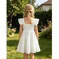 thumbnail image 4 of Lanbubble Girls Dress White A-Line Ruffle Sleeve Casual Holiday Summer Dress, 7-8 Years, 4 of 7