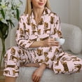 thumbnail image 6 of Honeii Leopard Print print Women's Pajama Sets Long Sleeve Button Down Sleepwear Nightwear Soft Pjs Lounge Sets-Small, 6 of 7