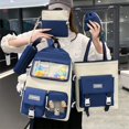 thumbnail image 5 of Mochila escolar de gran capacidad para estudiantes, mochila de lona de cuatro piezas de Harajuku, mochila ligera para estudiantes de secundaria y campus, 5 of 5