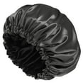 thumbnail image 1 of Shower Caps, Silk Lined Shower Cap for Women,Reusable,Adjustable Size, Washable & Waterproof,Large Satin Shower Cap-Black, 1 of 5