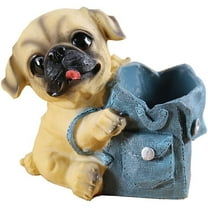 Creative Cute Pug Dog Pencil Holder and Organizer, Resin Dog Figurine Desk Decor for Home Office and School Gift