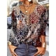 thumbnail image 3 of Camiseta Vintage con estampado de flores geométricas para mujer, blusa holgada elegante con botones y cuello en U para oficina, camisetas de moda para mujer para Otoño e Invierno, 3 of 4