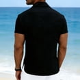 thumbnail image 3 of 3/4 Sleeve Shirts for Mens Casual Stylish Button Lapel Cotton Linen Shirt Summer Beach Vacation Blouse Lightweight Loose Comfy Top, 3 of 6