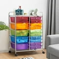 thumbnail image 2 of KOTEK 15-Drawer Rolling Storage Cart, Multipurpose Mobile Utility Cart with 4 Wheels, Home Office School Tools Scrapbook Paper Organizer (Multicolor), 2 of 7
