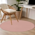 thumbnail image 5 of Pink Pure Color Round Area Rugs Collection 4', Aesthetics Contemporary Luxury Non Slip Indoor Circular Throw Runner Rug Floor Mat Carpet for Living Room Dining Table Bedroom Nursery, 5 of 9