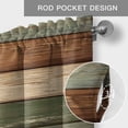 thumbnail image 3 of Farmhouse Sage Green Brown Kitchen Valances for Windows, Vintage Wooden Striped Bathroom Window Valances 54x18 Inch Rod Pocket Window Treatments Valance Curtains for Living Room Bedroom Decor, 3 of 9