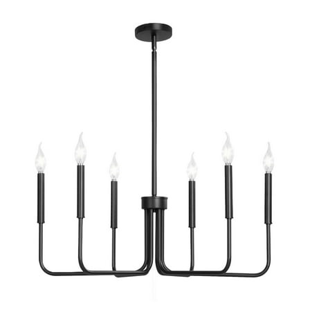 6-Light Chandelier Black Modern Chandelier Adjustable Height for Ceilings