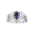 thumbnail image 1 of RYLOS Men's Rings Sterling Silver Rings Classic Designer Style 9X7MM Oval Gemstone &  Diamond Ring Alexandrite June Birthstone Rings For Men Size 11, 1 of 7