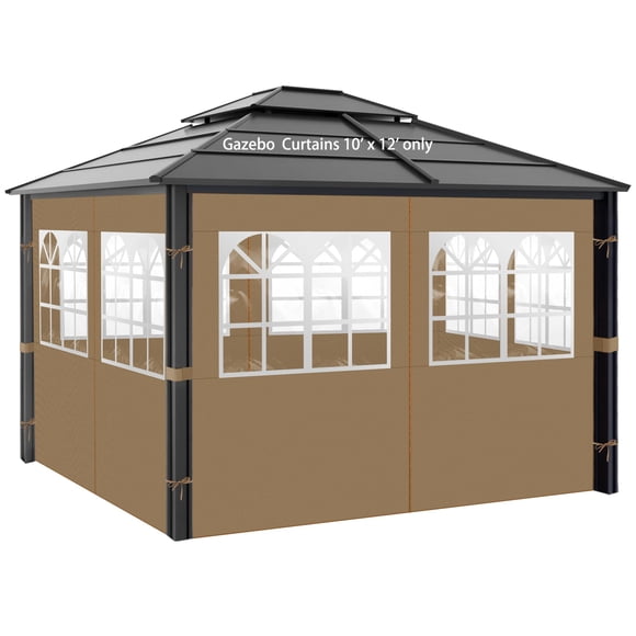 Cortinas de privacidad Gazebo Aonear de 10 pies x 12 pies con ventanas de PVC
