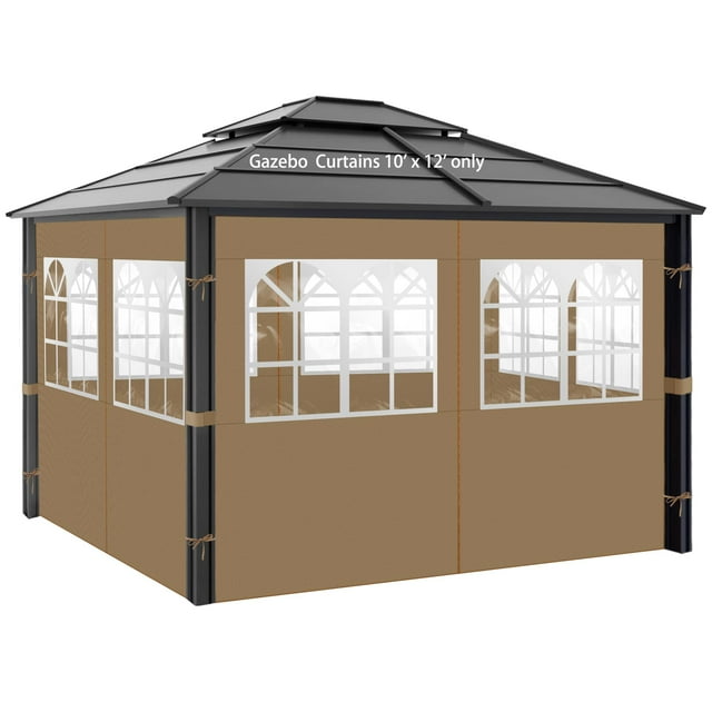 Cortinas de privacidad Gazebo Aonear de 10 pies x 12 pies con ventanas de PVC