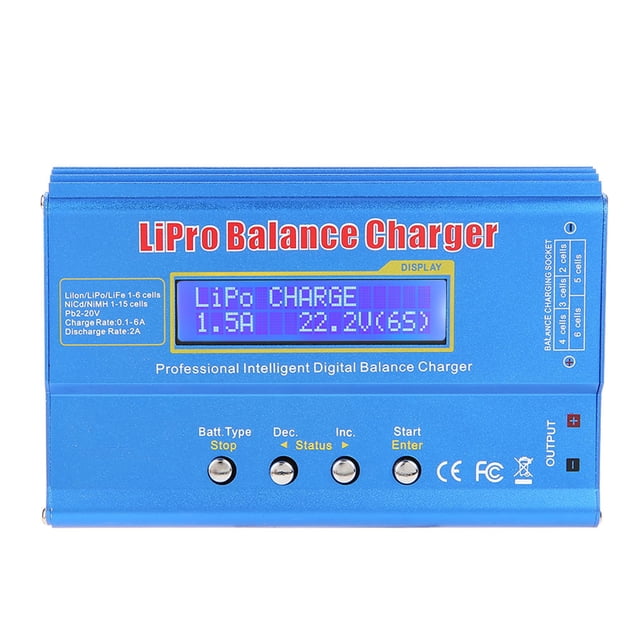 Descargador de Cargador de Equilibrio RC LCD Digital de 80 W Para Lipo, Li Ion, Fe, Con Monitoreo de Voltaje de Entrada, Disipación de Calor de Caja