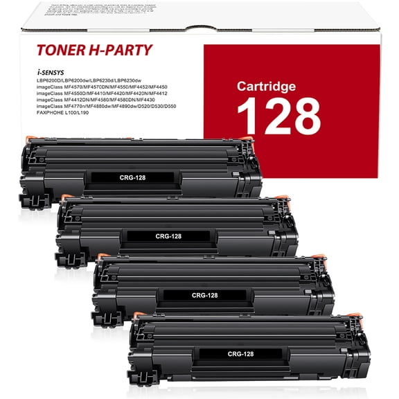 Toner H-Party Black Toner Cartridge 4-Pack for Canon CRG 128, imageCLASS MF4550, MF4570DN, MF4770N, D530, D550