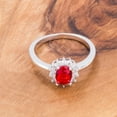 thumbnail image 2 of Precious Stars R08630R-C10-07 Precious Stars Silvertone Ruby Red Cubic Zirconia Oval-Cut Halo Engagement Ring, 2 of 2