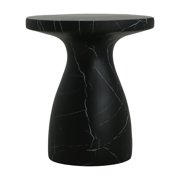 GDF Studio Elegant Marble Pattern Concrete End Table, Black