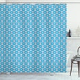 thumbnail image 1 of Abstract Shower Curtain, Repeating Circle Pattern Composed of Graphic Geometric Triangle Symbol, Fabric Bathroom Set with Hooks, 69W X 70L Inches, Blue Eggshell and Pink, by Ambesonne, 1 of 3