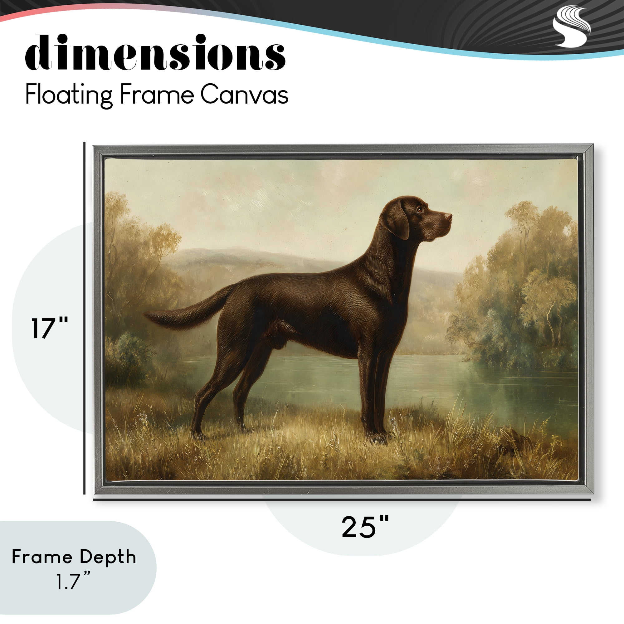 Stupell Industries Chocolate Brown Labrador Gray Framed Floater Canvas Wall Art, design by Petal Prints Design